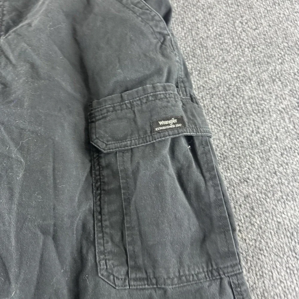 Wrangler Cargo Pants Mens 36x28 Black Relaxed Canvas Stretch Workwear Pockets
